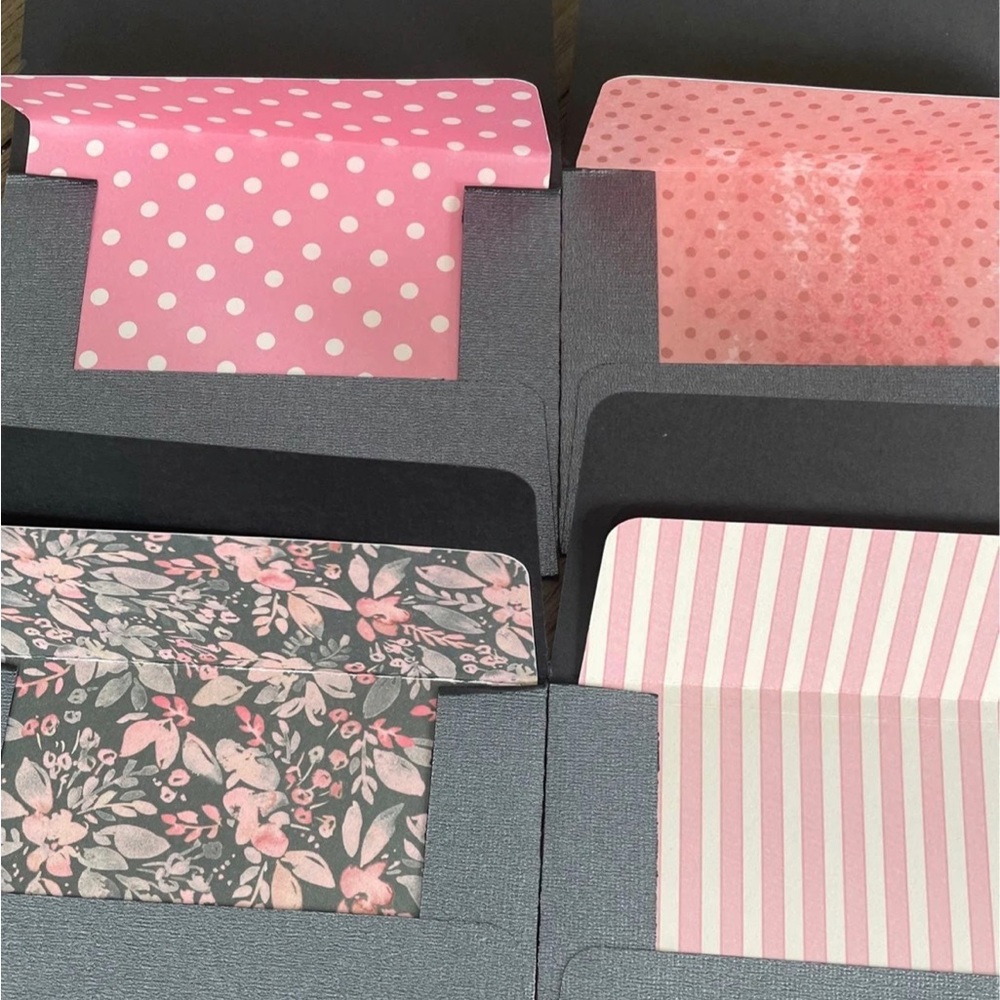 Pretty Pink Floral Inserts and Envelopes Cards 4 Pcs Pink Blue Cards